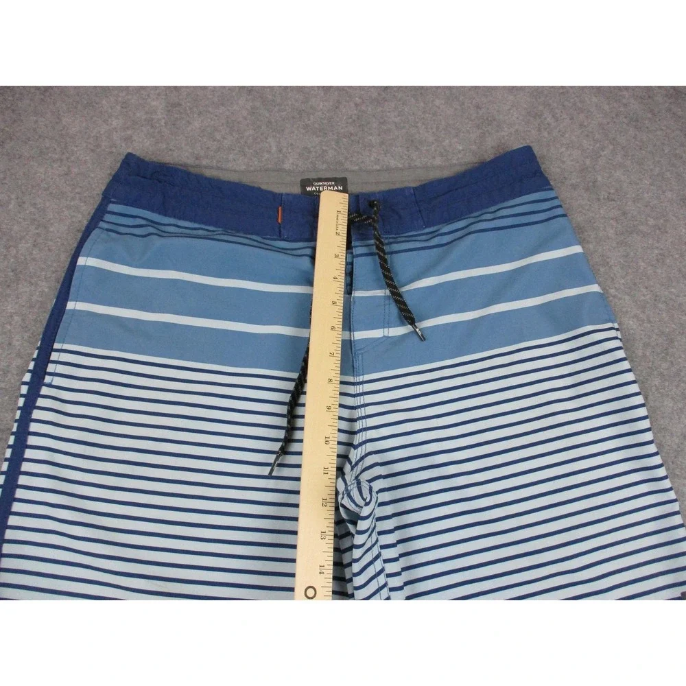 Quiksilver Board Shorts Mens 34 Blue Striped Waterman Swim Trunks Bathing Suit